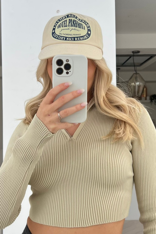 luxury ski resort stone printed cap