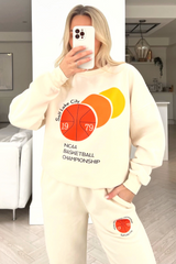 salt lake city ecru printed sweater loungewear set