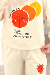 salt lake city ecru printed sweater loungewear set