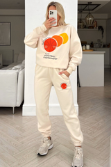 salt lake city ecru printed sweater loungewear set