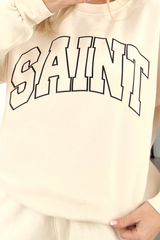 Saint ecru printed sweater loungewear set