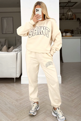 Saint ecru printed sweater loungewear set