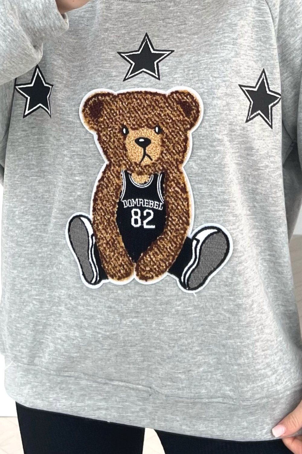 Teddy star grey printed sweater