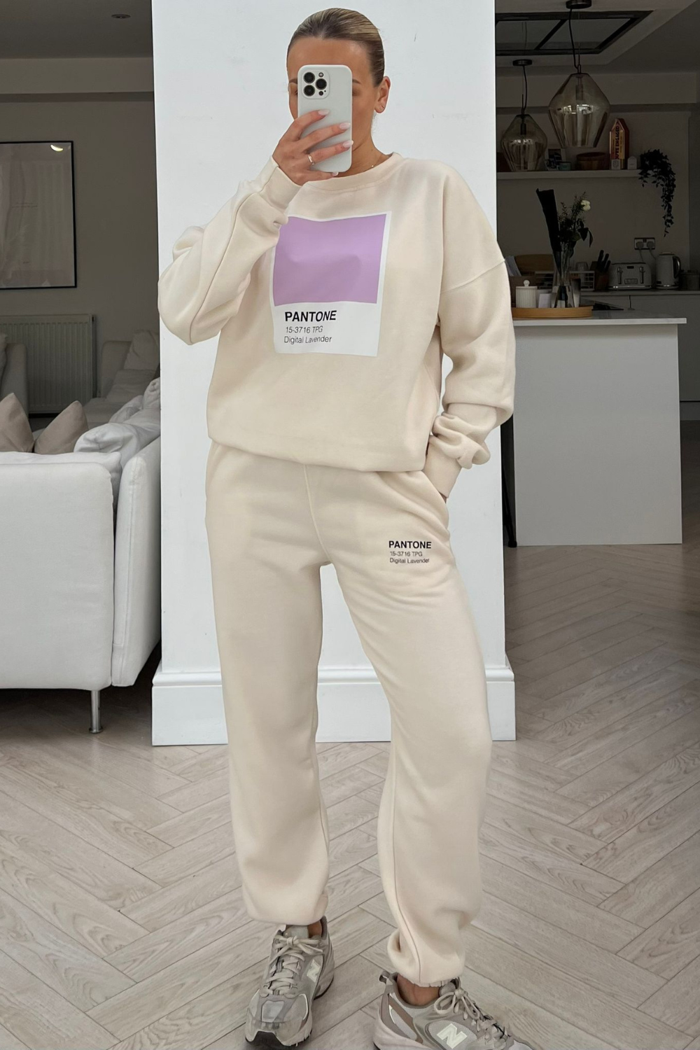 Digital Lavender pantone ecru printed sweater loungewear set Glamify Famous For Loungewear