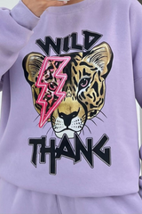 Wild thang lilac & pink printed sweater loungewear set