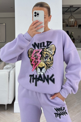 Wild thang lilac & pink printed sweater loungewear set