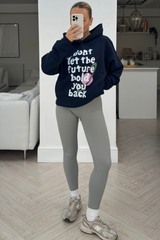 Dont let the future hold you back premium navy printed hoodie