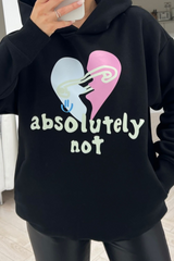 Absolutely not premium black printed hoodie