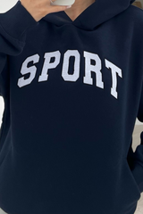 sport navy premium embroidered hoodie