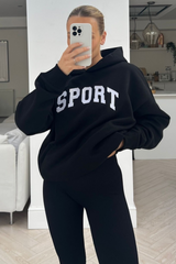 sport black premium embroidered hoodie