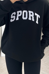 sport black premium embroidered hoodie
