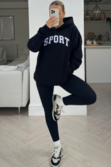sport black premium embroidered hoodie