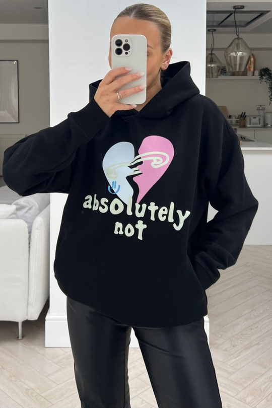 Absolutely not premium black printed hoodie