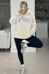 sport ecru premium embroidered hoodie