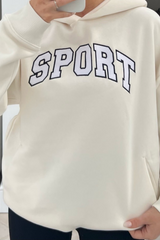 sport ecru premium embroidered hoodie
