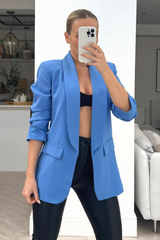 Valencia blue ruched sleeve blazer