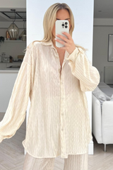 Raven champagne pleated shirt trouser coord
