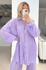 Raven lilac pleated shirt trouser coord