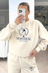 Montreal ecru printed sweater loungewear set