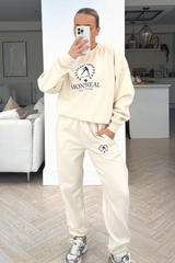 Montreal ecru printed sweater loungewear set