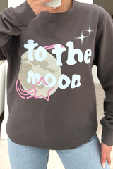 To the moon Steel printed sweater