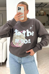 To the moon Steel printed sweater