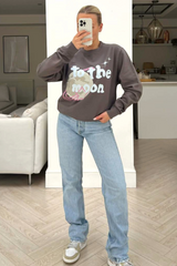 To the moon Steel printed sweater