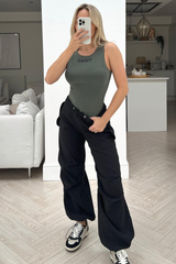 Saint khaki double lined sleeveless bodysuit