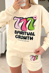 spiritual growth ecru sweater short loungewear set