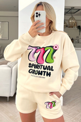 spiritual growth ecru sweater short loungewear set