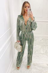 Sarra Green multi stripe button up shirt