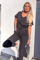 Stella Black V Neck Loungewear Set