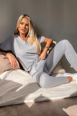 Stella Grey V Neck Loungewear Set