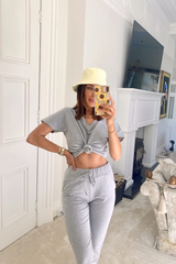 Stella Grey V Neck Loungewear Set