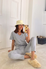 Stella Grey V Neck Loungewear Set
