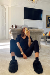 Stella Black V Neck Loungewear Set