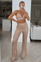 Marley sequin champagne trouser coord