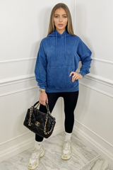 Indie blue acid wash oversized hoodie
