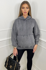 Indie black acid wash oversized hoodie