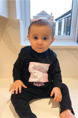 Baby black jadore pink Paris floral box printed sweater