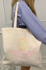 island paradise embroidered tote bag