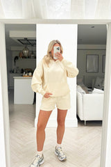 glamify Ecru essential hoodie short set