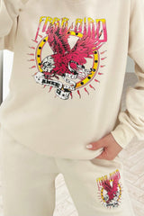 Free bird ecru printed sweater loungewear set