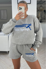 Palm springs grey embroidered sweater short co ord