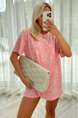 Mindy pink stripe tee short coord