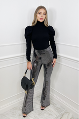 misha SILVER glitter sequin flared trousers