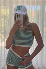 Enjoy the now white & green embroidered cap