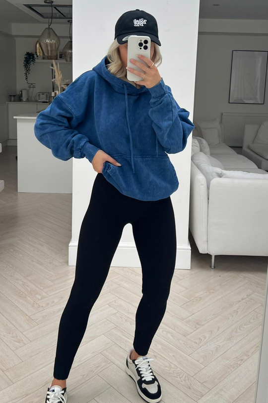 Indie blue acid wash oversized hoodie