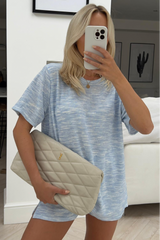 Mindy Blue stripe tee short coord
