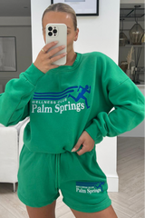 Palm springs green embroidered sweater short co ord